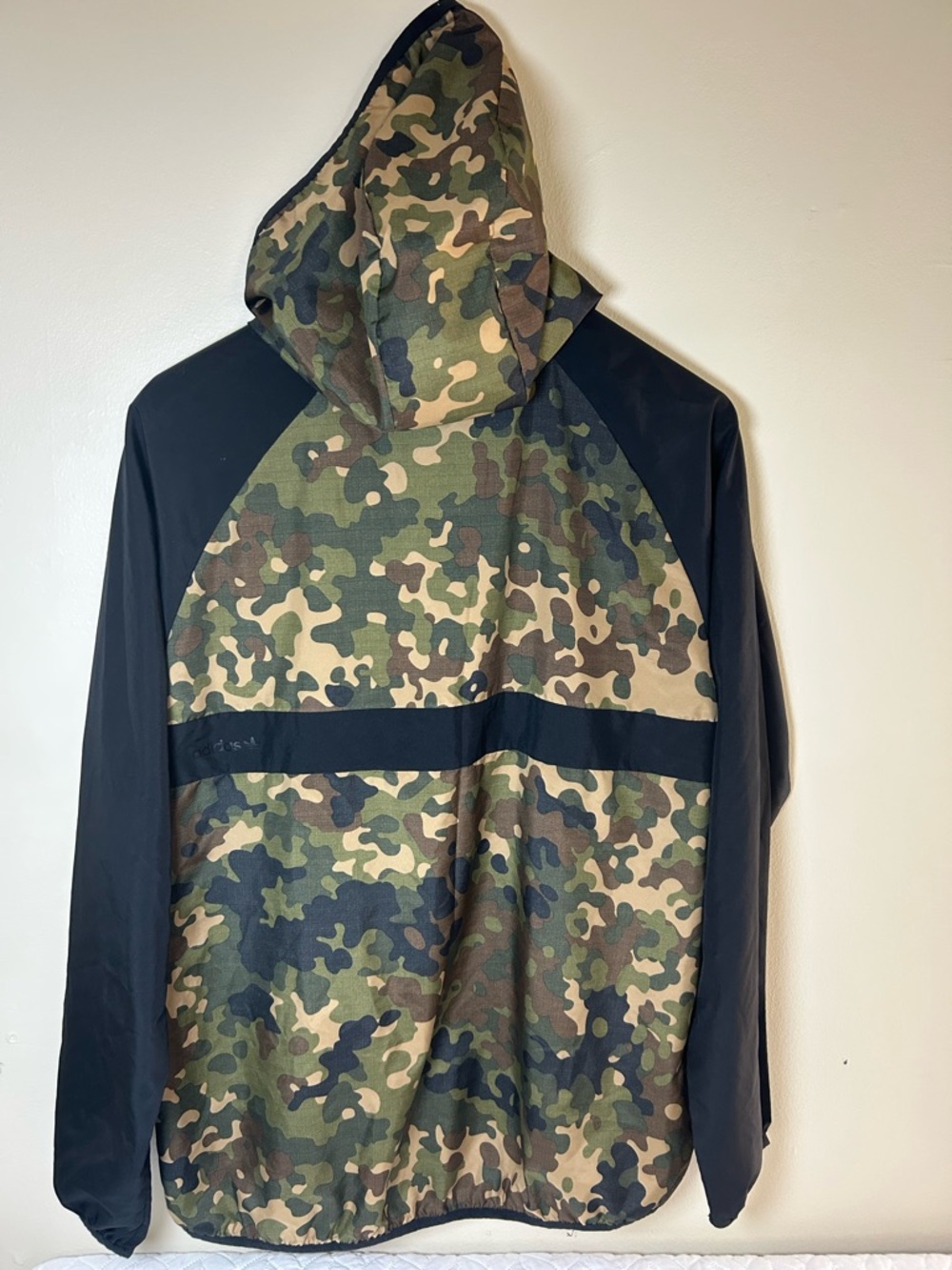 adidas Men's Camo Hooded Windbreaker Jacket - Green/Black/Tan - Picture 2 of 8